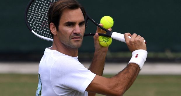   Roger Federer during practice ahead of his match with   22nd seed Adrian Mannarino. Photograph: Tony O’Brien/Reuters
