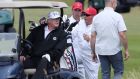 US president Donald Trump plays a round of golf on the Trump Turnberry resort in South Ayrshire, where he and first lady Melania Trump are spending the weekend. Photograph: Jane Barlow/PA Wire