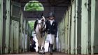 Lauren Murphy (11) from Glasson, Co Westmeath leads her pony Taggert Express before  the launch of the 2018 Dublin Horse Show at the RDS in  Ballsbridge. Photograph: Tom Honan