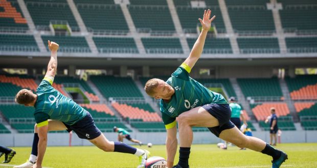 The Ireland rugby squad at   Shizuoka Stadium Ecopa in Fukuroi,  Japan for a test match in June 2017. Photograph: Ryan Byrne/Inpho