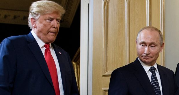US president Donald Trump and Russian president Vladimir Putin: Mr Trump has found someone who wants to hang out with him and who understands  he is THE MOST MISTREATED PRESIDENT IN HISTORY. Photograph: Brendan Smialowski/AFP/Getty 