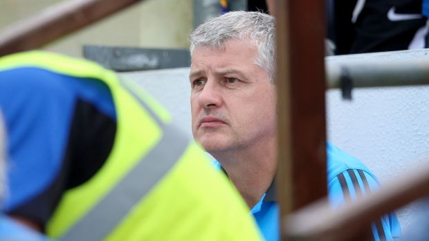 Roscommon manager Kevin McStay watches the second half from his dugout. Photograph: Tommy Dickson/Inpho