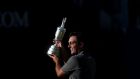 Italy’s Francesco Molinari with the Claret Jug after winning the Open Championship 2018 at Carnoustie Golf Links. Photograph: David Davies/PA Wire