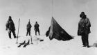 Members of Capt Robert Scott’s party discover the tent of Norwegian explorer Roald Amundsen at the South Pole in January 1912. Photograph: Central Press/Getty Images