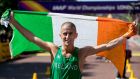 Rob Heffernan, pictured after crossing the line in the 50km race-walk at the 2017 World Championships, has annouced his retirement. Photograph: Morgan Treacy/Inpho