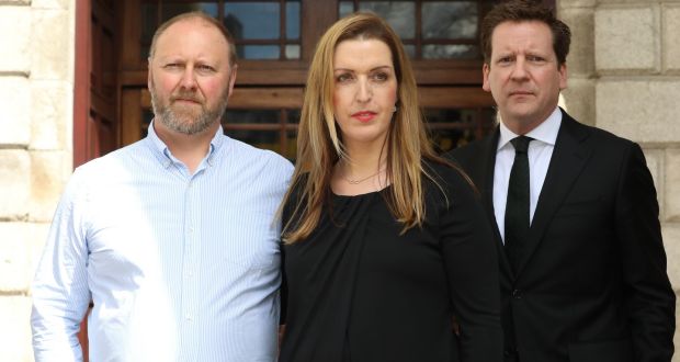 Vicky and Jim Phelan with solicitor Cian O’Carroll in April, following the announcement of Ms Phelan’s High Court settlement. Photograph: Collins Courts