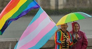Dublin’s first ever trans pride parade took place on Saturday. Photograph: Nick Bradshaw for The Irish Times