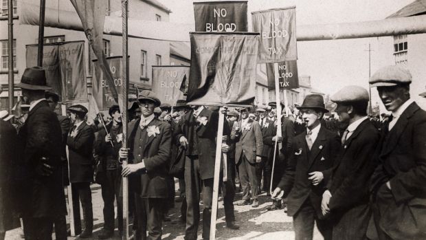 The great meeting held at Ballaghaderreen to protest against the extension of conscription to Ireland. Photo: George Rinhart/Corbis via Getty Images