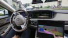 Children and parked cars are colour-coded on a monitor inside a Mercedes S-Class car. Photograph: Michaela Handrek-Rehle/Bloomberg