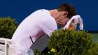 An emptional Andy Murray after his victory over Marius Copil in Washington. Photograph: Andrew Harnik/AP