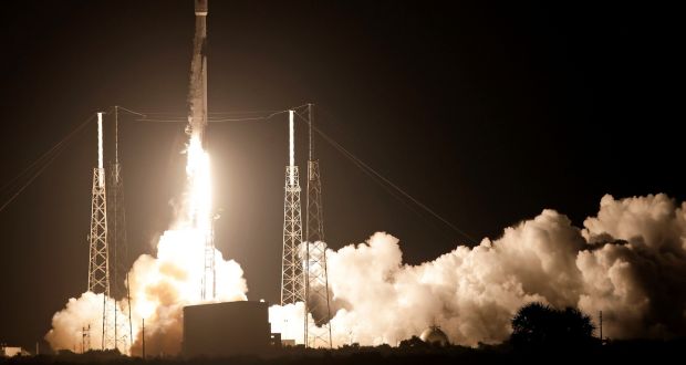 TheFalcon 9 SpaceX rocket lifts off from the Cape Canaveral Air Force Station Complex 40 launch pad inFlorida