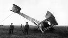 The converted Vickers Vimy bomber used by  John Alcock  and  Arthur  Brown  to make the first non-stop transatlantic flight. It “landed” in Derrigimlagh bog in Connemara on June 15th, 1919. Photograph: Getty Images