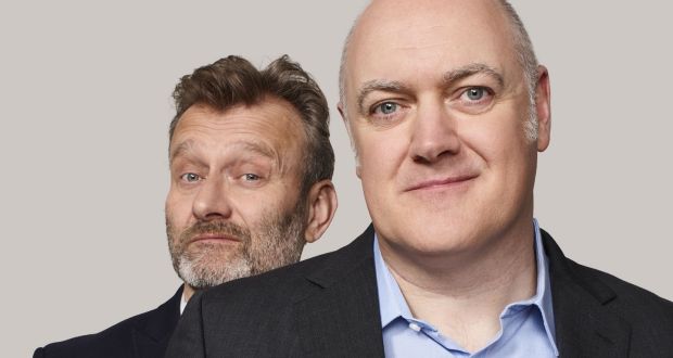 Dara Ó Briain and Hugh Dennis (background) from ‘Mock the Week’, repeats of which are a mainstay of UKTV channel Dave