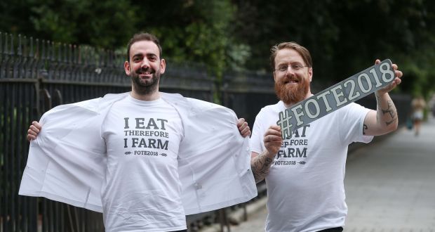 Chefs Andy McFadden (left) and JP McMahon at the launch of Food on the Edge 2018 in Dublin on Monday. Photograph: Robbie Reynolds