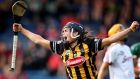  Katie Power celebrates scoring Kilkenny’s  goal in the Liberty Insurance All-Ireland Senior Camogie Championship semi-final against Galway  at Semple Stadium in Thurles. Photograph:  Bryan Keane/Inpho