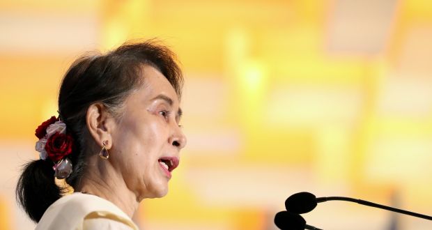 Aung San Suu Kyi: spaces have been mapped out for the resettlement of people who fled. Photograph: Paul Miller/Bloomberg