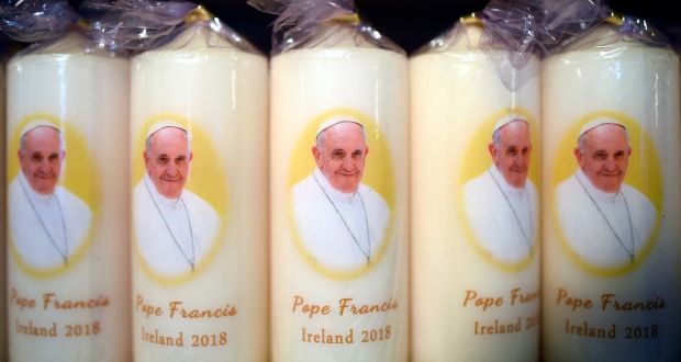 Pope Francis candles are seen for sale at a stall at the Pastoral Congress at the World Meeting of Families in Dublin, Ireland August 22, 2018. REUTERS/Clodagh Kilcoyne