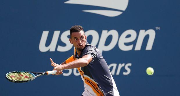   Australian Nick Kyrgios   returns a shot against Pierre-Hugues Herbert of France in a second-round match on day four of the  US Open. Photograph: Jerry Lai/USA TODAY Sports