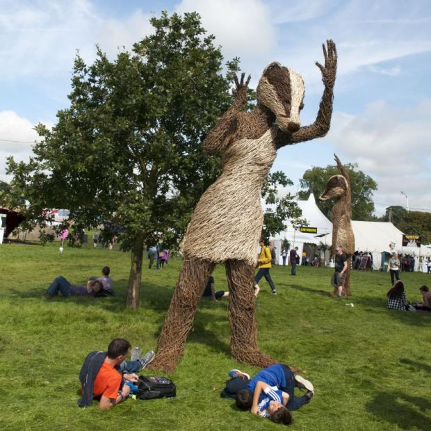 Unexpected art: two of Michelle Cain’s willow badgers. Photograph: Dave Meehan