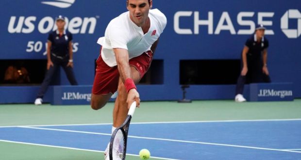 Roger Federer plays a forehand during his straight sets victory over Nick Kyrgios. Photograph: Timothy A Clary/AFP/Getty