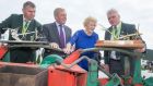 World Conventional Ploughing champion Eamonn Tracey, Carlow (right) and World Silver Medalist in Reversible John Whelan, Wexford (left) with Minister for Agriculture Michael Creed and NPA Managing Director Anna May McHugh at Screggan Tullamore for the launch of the 2018 National Ploughing Championships. Photograph: Alf Harvey 