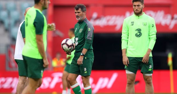 Ireland assistant manager Roy Keane during training ahead of the friendly match against Poland in Wroclaw. Photo: Ryan Byrne/Inpho