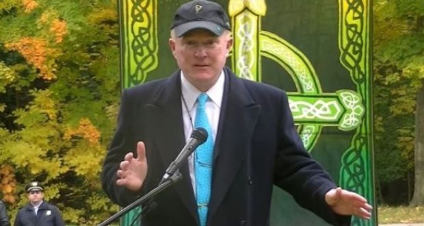Ohio businessman Ed Crawford, who has emerged as the front-runner to become the next US ambassador to Ireland, at the opening of an Irish Cultural Garden in Cleveland. Image: YouTube.