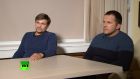 A still image taken from  video footage and released by RT news channel, shows Alexander Petrov and Ruslan Boshirov during an interview, on Thursday, at an unidentified location in Russia.