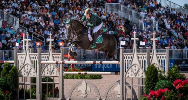 Cian O’Connor and Good Luck delivered a vital clear round to help Ireland make it into the World Equestrian Games team final. Photograph: Erin Gilmore)