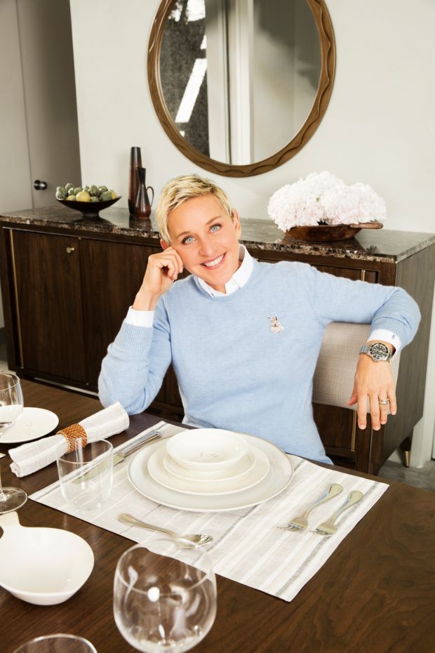Ellen DeGeneres with her Royal Doulton dinner range.