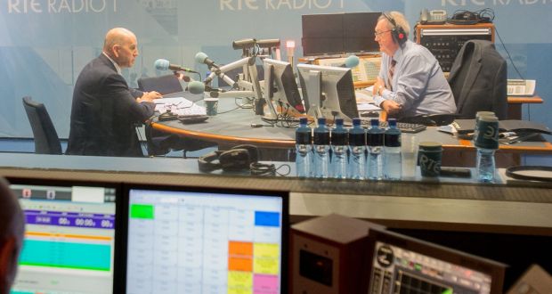 Presidential candidate Seán Gallagher speaks to Sean O’Rourke at RTÉ Radio studios on Tuesday. Photograph: Collins