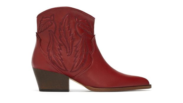 zara red cowboy boots