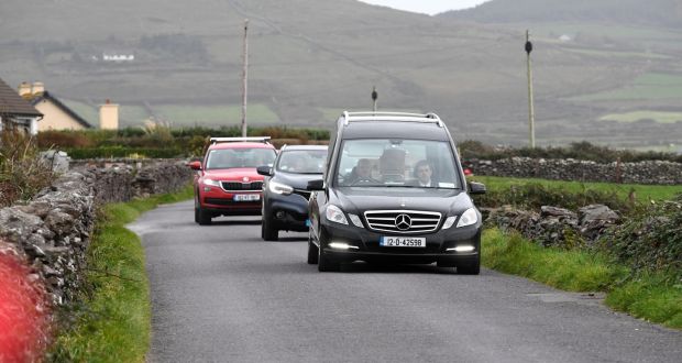The coffin of the late Emma Mhic Mhathúuna   being taken to her home  in Ballydavid, Co Kerry. Photograph: Domnick Walsh  