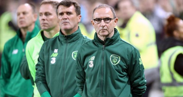 Martin O’Neill and Roy Keane at the Aviva before the Wales game. Photograph: Liam McBurney/PA Wire 