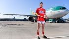Daniel Kearney at Dublin Airport helping to launch the Aer Lingus-sponsored Fenway Hurling Classic. “The ultimate goal is the All-Ireland every year but it’s important for the All-Ireland not to be the only metric of success.”  Photograph: Sam Barnes/Sportsfile 