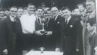 Jimmy Hasty receiving  Dundalk FC’s footballer of the year award for 1965