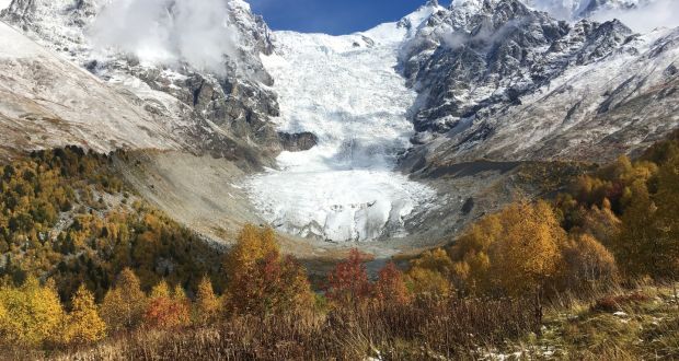 A glacier in the Caucasus mountains