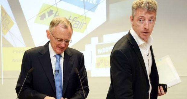 Paddy Power Betfair chairman Gary McCann (left) pictured with then chief executive Breon Corcoran  at the agm in 2016.