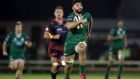Connacht’s Colby Fainga’a breaks free to score his side’s third try during the Guinness Pro 14 game against te Dragons at the  Sportsground. Photograph: James Crombie/Inpho
