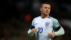 Wayne Rooney’s last international appearance for England was in the 3-0 World Cup qualifying win against Scotland at Wembley in  November 2016. Photograph: Mike Egerton/PA Wire