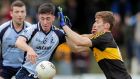  Moyle Rovers’ Dara Ryan is put under pressure by Gavin White of Dr Crokes. Photograph: Laszlo Geczo/Inpho