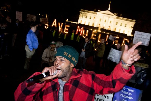Mueller investigation: protesters gathered in front of the White House on Thursday after Trump made Matthew Whitaker, who has criticised the special counsel, his acting attorney general. Photograph: Andrew Harnik/AP