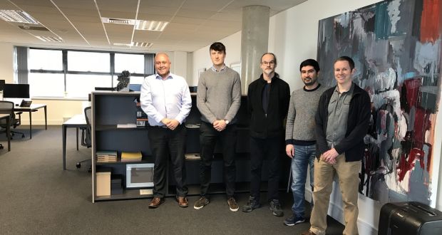 Kastus staff Dr James Kennedy, William Denning and  Dr Nigel Leyland with Science Foundation Ireland fellows Dr Ehsan Rezvani and Dr Aran Rafferty.