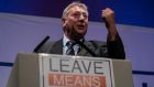 DUP politician Sammy Wilson, who is Member of Parliament (MP) for East Antrim, speaks at the ‘Leave Means Rally’. Photograph: Matt Cardy/Getty Images