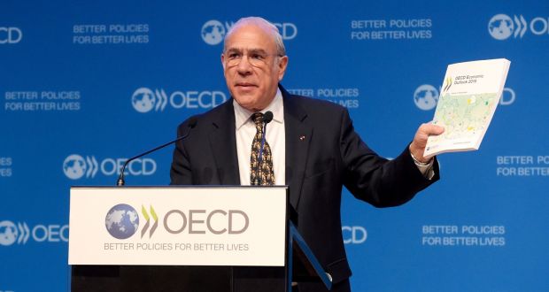 OECD secretary general  José Angel Gurria at the launch of the agency’s latest economic outlook in Paris. Photograph: Getty 
