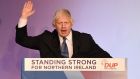 Boris Johnson speaking at the DUP annual conference  in Belfast. Photograph: Michael Cooper/PA  
