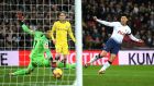 Heung-Min Son scores  Tottenham Hotspur’s  third goal during the Premier League match against  Chelsea  at Wembley Stadium. Photograph:  David Ramos/Getty Images