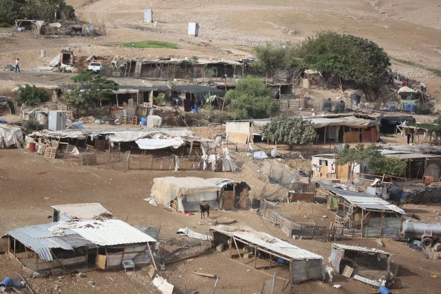 The Bedouin village of Khan al-Ahmar is seen after Israeli authorities decided to postpone its demolition Photograph: Issam Rimawi/Anadolu Agency/Getty