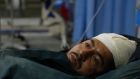 An injured man receives medical care at Wazir Akbar Khan hospital after a car bomb blast in Kabul. Photograph: Jawad Jalali/EPA