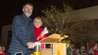 Roy Keane with Marymount hospice chief executive  Dr Sarah McCloskey,  switching  on the Christmas lights at Marymount, in Cork, on Sunday night.  Photograph: Michael Mac Sweeney/Provision